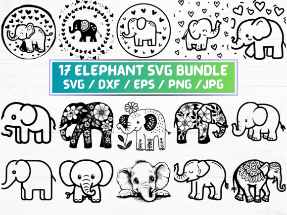17 Elephant SVG File