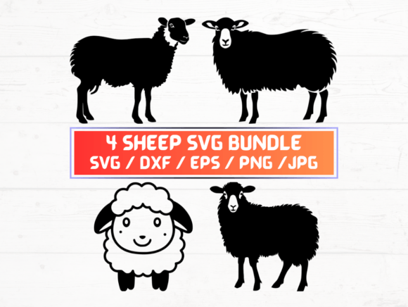 4 Sheep Graphic Bundle for Crafts and Branding