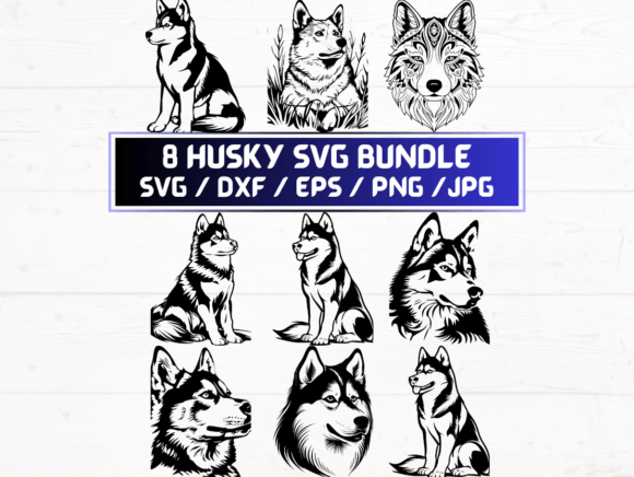 8 Husky Graphic Bundle for Crafts and Design