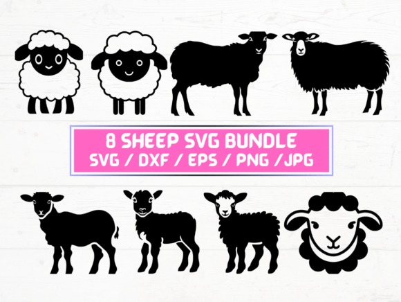 8 Sheep SVG File: A Graphic Asset for Creative Publishers
