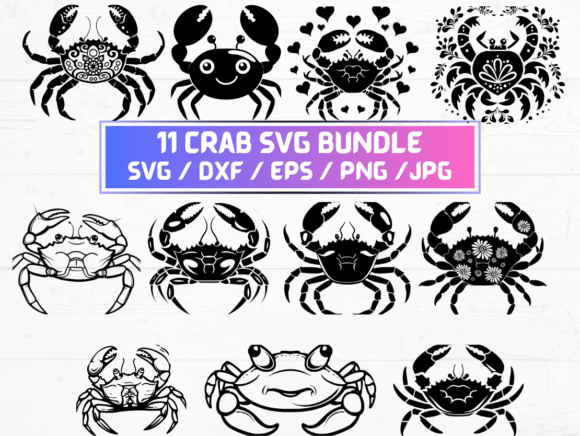 Crab SVG Bundle: Graphics for Crafts & Local Branding