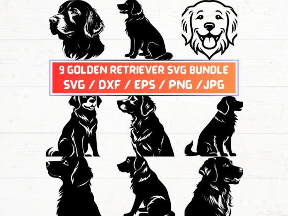 Golden Retriever Dog Graphics for Crafts and Web Design