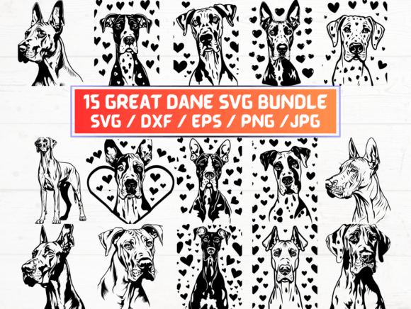Great Dane Dog Graphics for Crafts and Branding