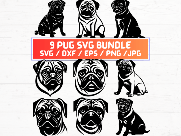 Pug Dog Graphics for Crafts and Web Design