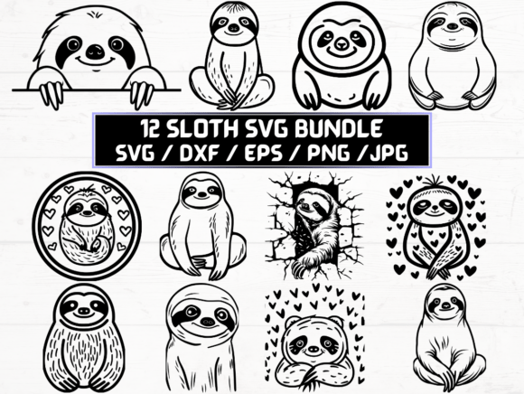 Sloth SVG Graphics for Crafts