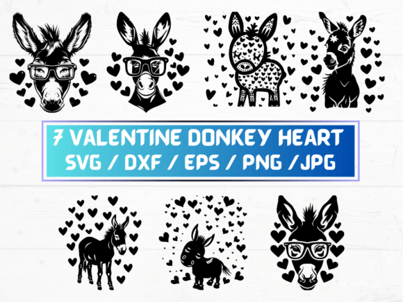 Valentine Donkey Heart SVG Laser Cut Graphics for Crafts