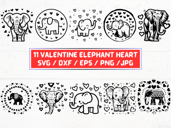 Valentine Elephant Heart SVG for Crafts and Graphics