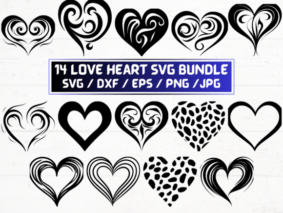 Valentine Love Heart SVG Bundle Graphics for Crafts