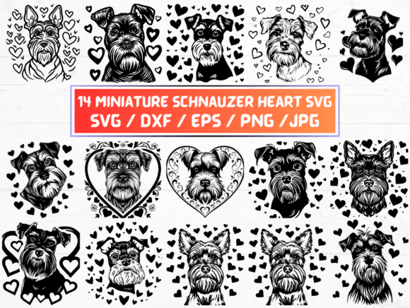 Valentine Miniature Schnauzer Heart SVG for Graphics and Crafts