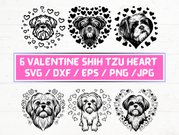 Valentine Shih Tzu Heart Graphics for Crafts