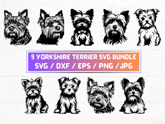 Yorkshire Terrier Dog Svg Bundle for Crafts and Graphics